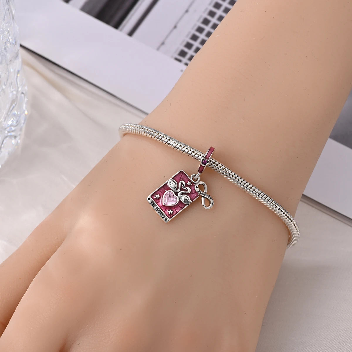 925 Sterling Silver Baocaro brand Charms Pendant with Cubic Zirconia,Fit DIY bracelet necklace Gift for Her,Colgante Plata