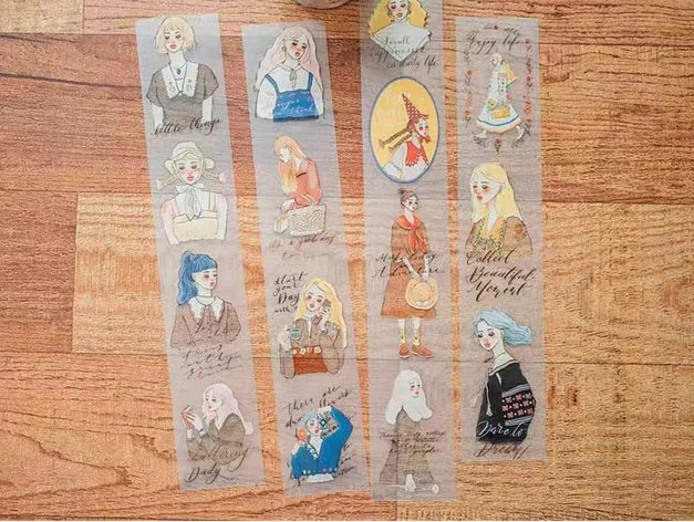 1 Loop Lovely Bon Voyage Life Is Beautiful Girl Washi PET Tape Planner DIY Scrapbooking Decorative Plan Sticker