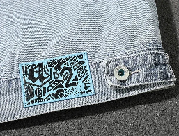 Jeans Coat for Men Letter Denim Jackets Man with Embroidery Light Designer Large Size Winter Oversize New in Korea Aesthetic L G