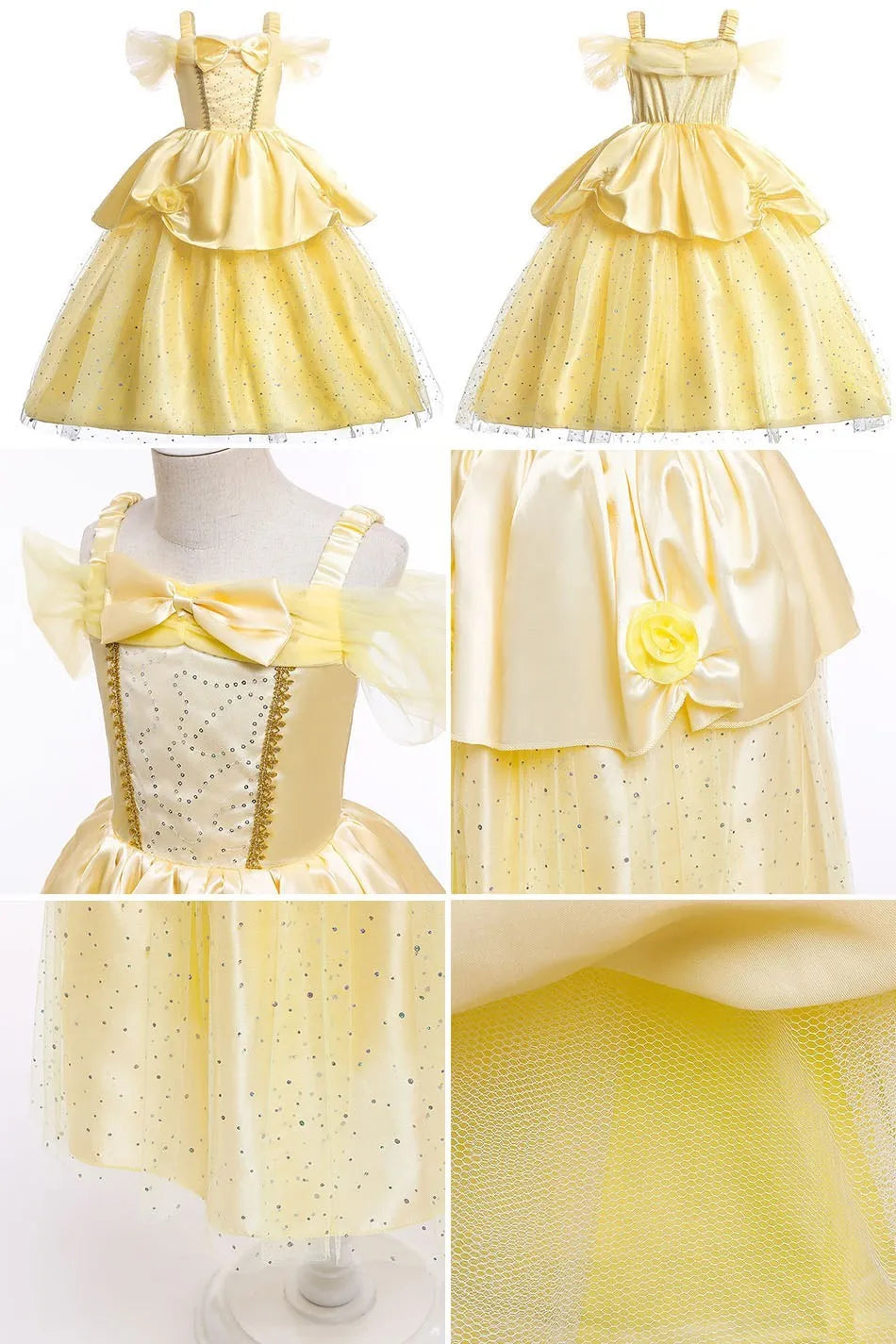 Girls Birthday Party Costumes Kids Belle Dress Up Beauty and The Beast Costume Princess Dress Baby Christmas Halloween Costume