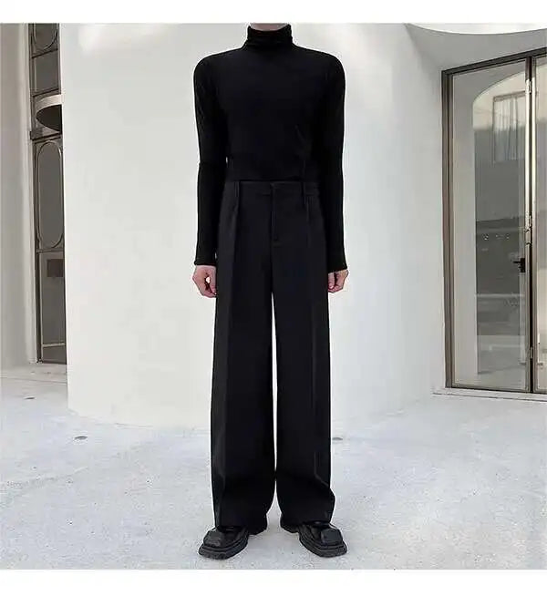 IEFB Men's Suit Pants Solid Color Niche Design Korean Style Casual Straight Elastic Waist Versatile Trousers 2023 New 9C2269
