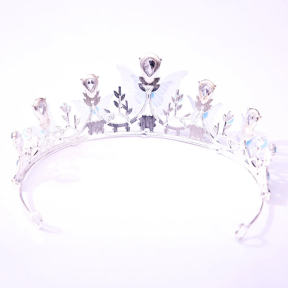 KMVEXO Süße Schmetterlingskronen Ozean-Stil Kostüm Kristall-Tiaras für Frauen Mädchen Prinzessin Geburtstagsparty Strand Haarschmuck