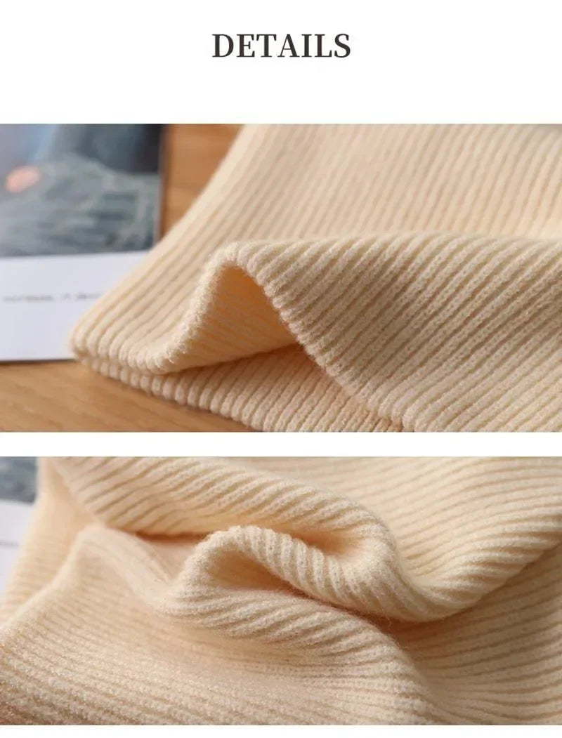 Men's Women's Winter Warm Cashmere Scarf Outdoor Sports Windproof Neck Protect Elastic Thick Wool Knit Snood Female Fake Collar