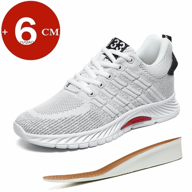 Man Sneakers Elevator Shoes Hidden Heels Breathable Heightening Shoes For Men Increase Insole 6CM Lift Sports Casual Height Shoe