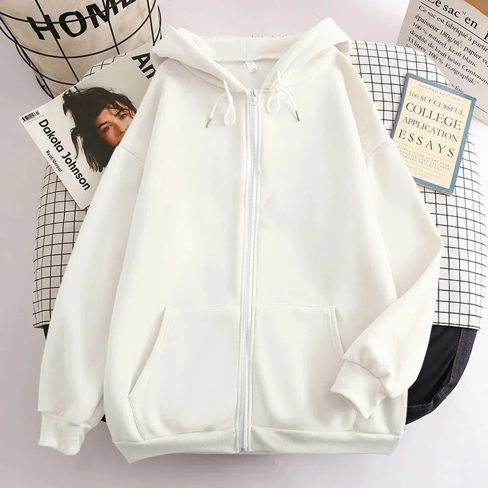 High Street Hoodie Herren einfarbig Reißverschluss Langarm lockere Jacke Mäntel lässiger Kapuzenpullover Y2K Mode Outdoor-Kleidung