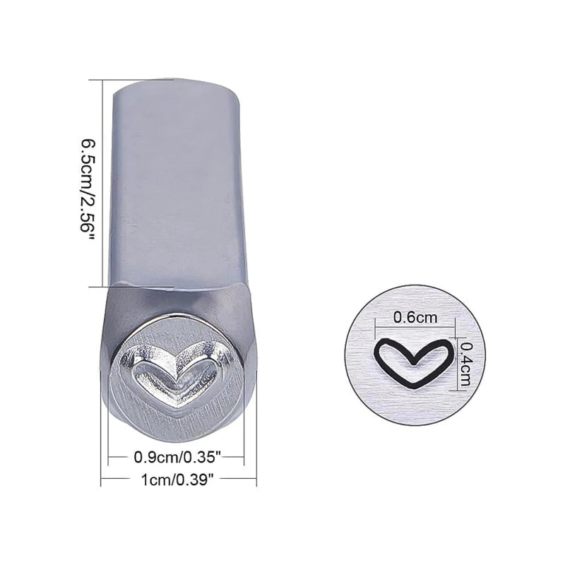 12 Stück 3mm Metallstempel-Set Herz Stern Muster Design Gravur Prägestempel für Metallschmuck Leder und Holzbedruckung