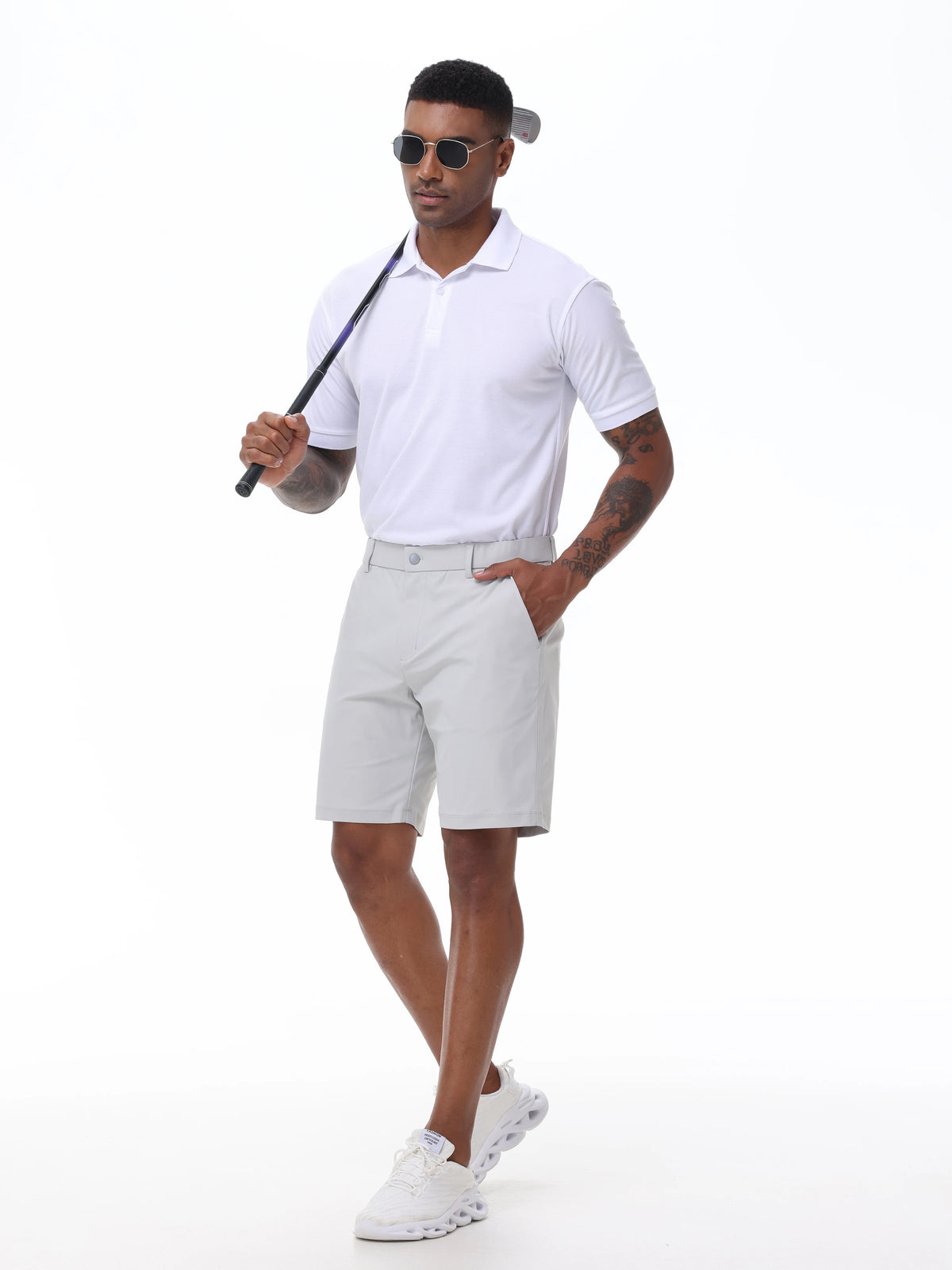 Men's Cargo Trendy Shorts Casual Elegant Golf Pants, Suit Shorts Work Dress Shorts with Concealed-Type Zipper Side Pockets