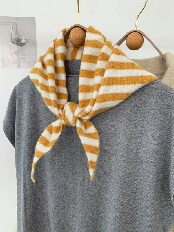 New Women Wool Scarf Shawl Winter Warm Soft Knitted Striped Triangle Fashion Brand Bandana Lady Wool Scarves