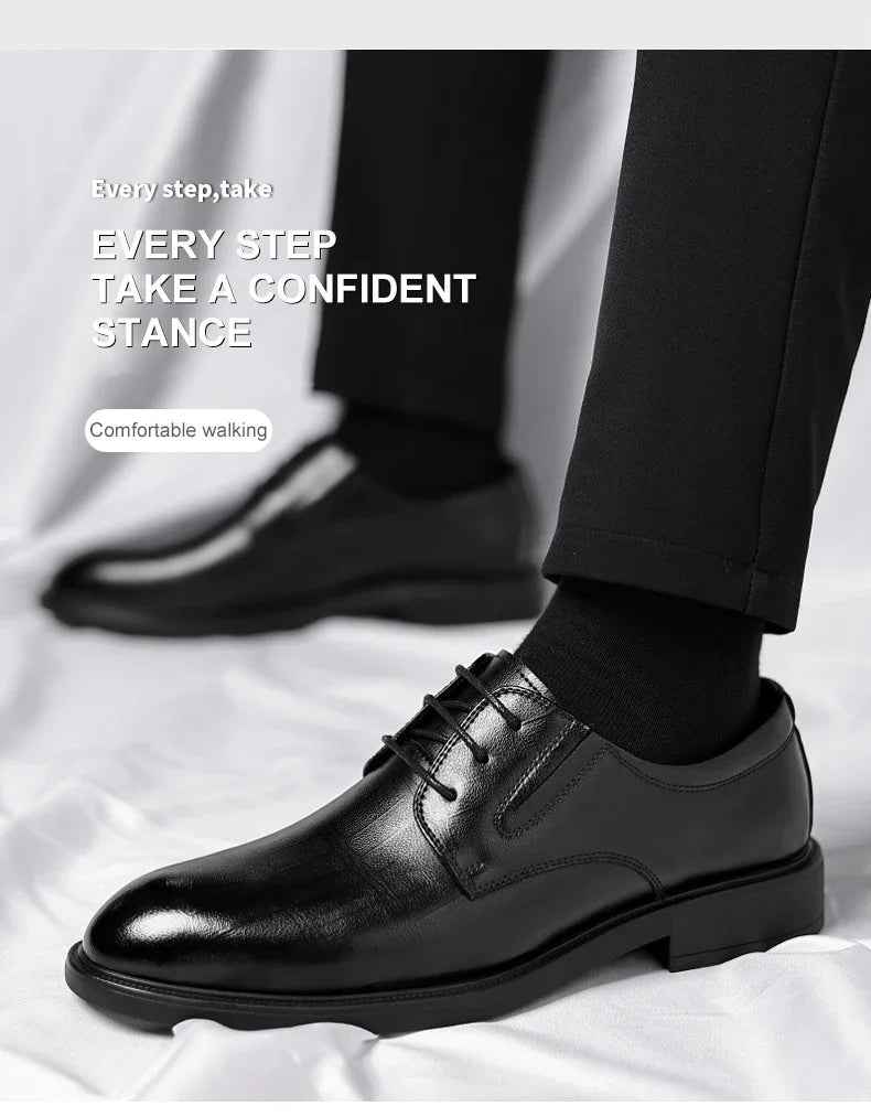 3/6/8 CM Elevator Shoes Men Dress Shoes Black Soft Leather Men Heighten Formal 1 Casual Business Men Oxfords Suit 2