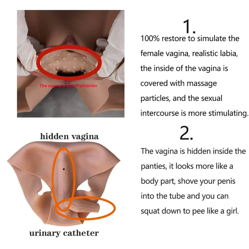 Simulated Silicone Fake Vaginal Pants Underwear Briefs Trans Panties Hide Penis For Crossdresser Shemale Drag-queen Cosplay Gays