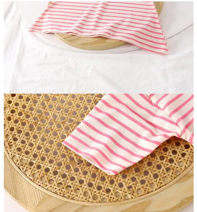 2025 New Children's Dress Girls' Summer Korean Edition Fashion Casual Striped Collar Short sleeved Dress1-10Y