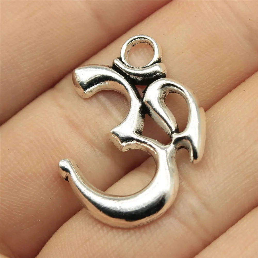 10pcs Charms Yoga Om Pendants Making DIY Handmade Tibetan Silver Color Vintage Antique Bronze Color Jewelry Making Finding