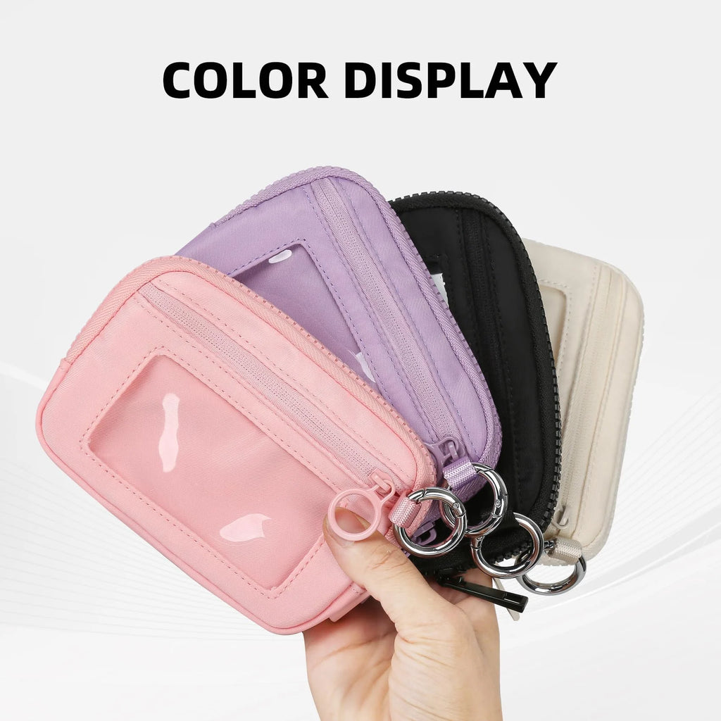 Women Cute Small Pouch Mini Wallet with Clear ID Window, Makeup Cosmetic Bag,Card Holder Bag for Purse,Toiletry Zipper Pouch