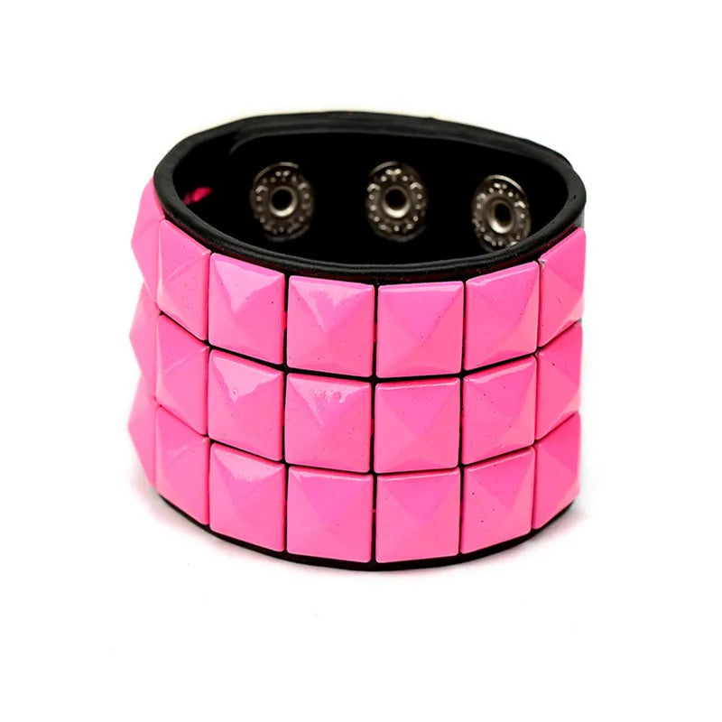 Fashion Punk Leather Bracelet Unisex Black Cuff Adjustable Rock Style Wristband Jewelry for Men Women Gifts
