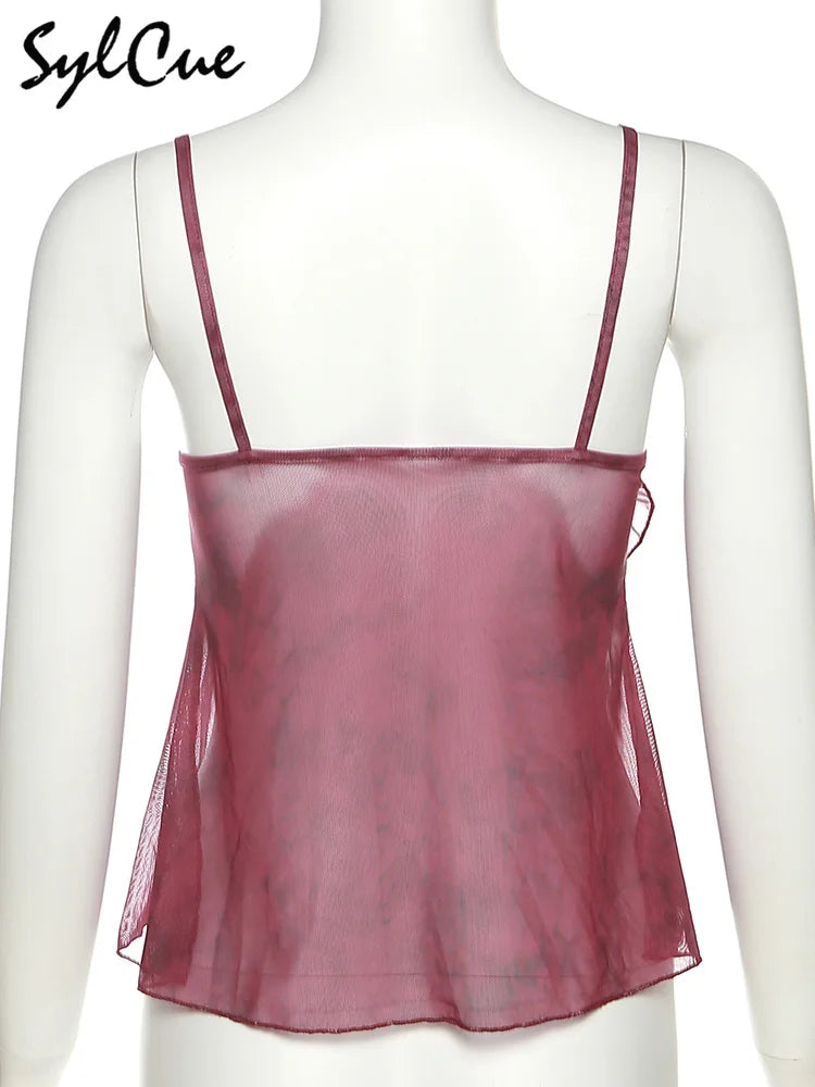 Sylcue Simple And Light Summer Cool Breathable Soft Casual All-Match Sexy Mature Charming Women'S Butterfly Classical Print Vest