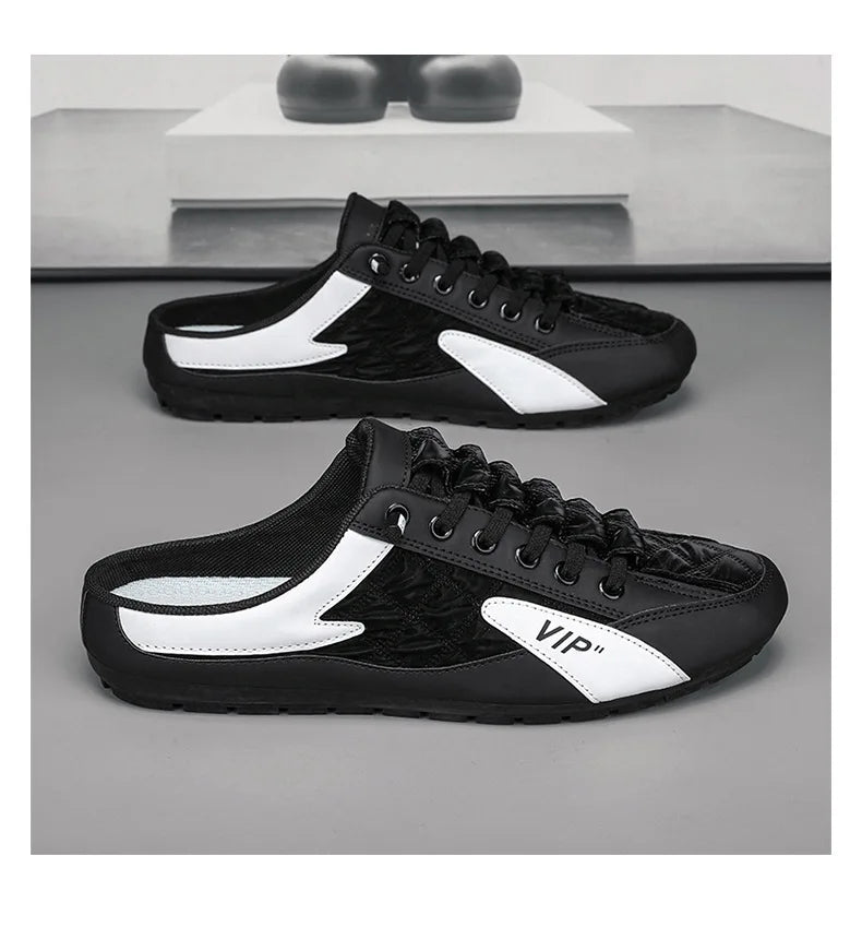 Trendy Half Slippers Flat Casual Shoes for Men Classic Summer Slippers Man's Flats Concise Men's Sneakers Slip-on Male Slippers