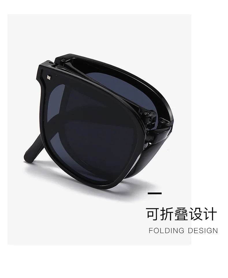 Folding sunglasses for women with high-end feel 2023 new UV protection and sun protection, large face slimming with degree