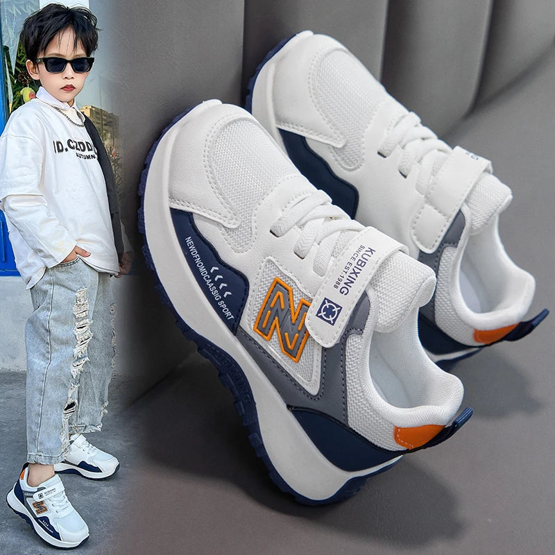 Children's Sneakers Kids Fashion Design White Non-slip Casual Shoes Boys Girls Hook Breathable Sneakers Toddler Outdoor Shoes