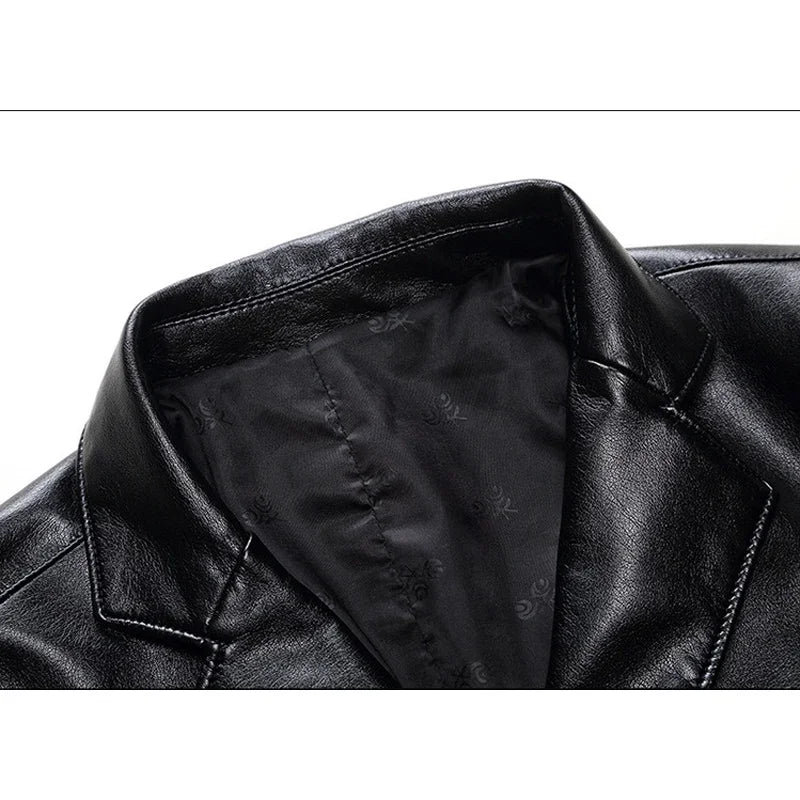 New Fashion Leather Jackets Men's Jacket Button Outwear Men's Coats 2025 Spring Autumn PU Jacket Coat Plus Size 5XL 6XL 7XL