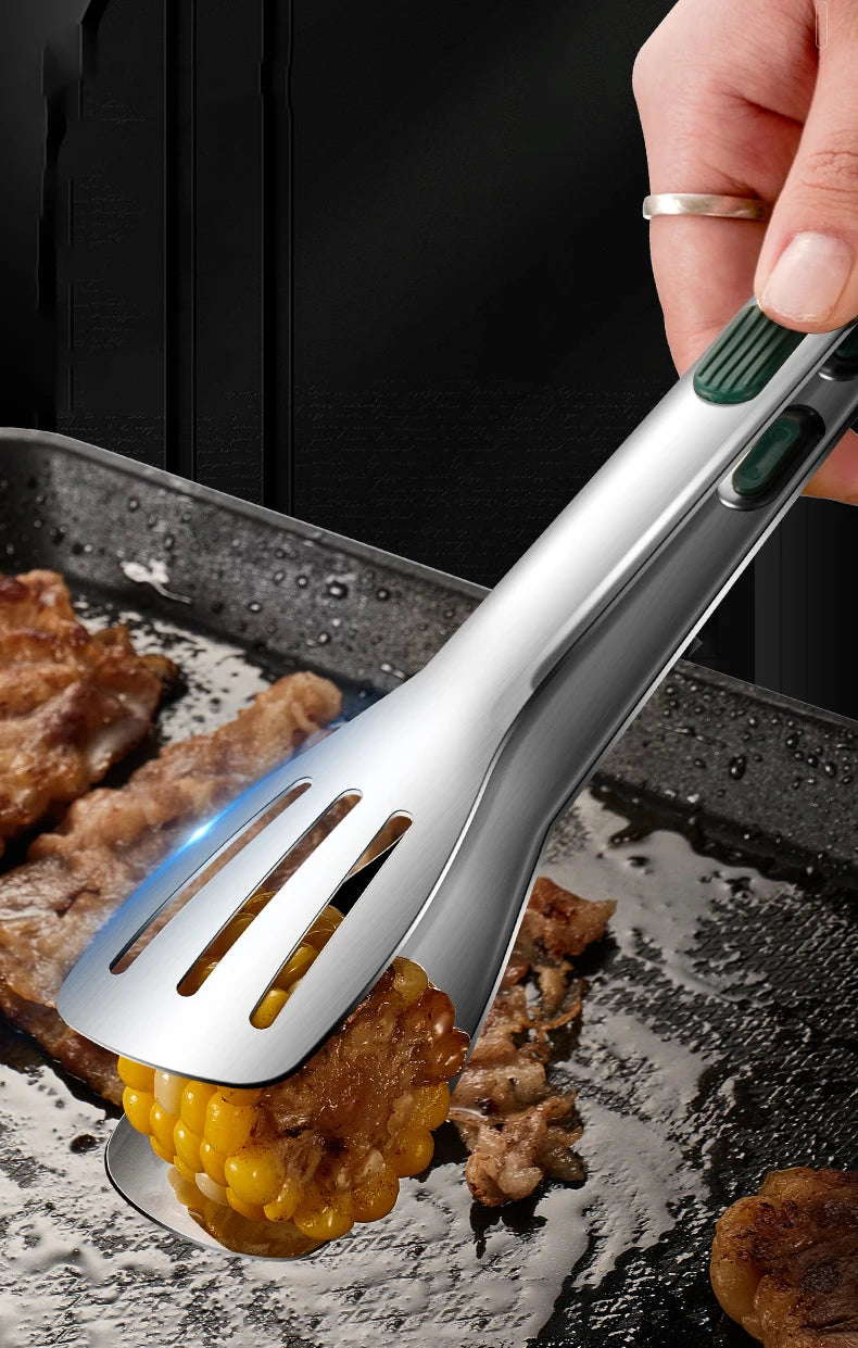 1pc Non Slip Stainless Steel Food Tongs Meat Salad Bread Clip Barbecue Grill Buffet Clamp Cooking Tools Kitchen Accessories
