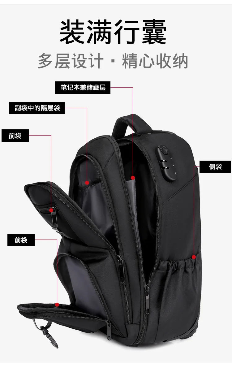 Men Trolley Backpack Rolling Luggage Travel Backpacks Trolley Bag with wheels Business Wheeled Backpack Cabin Carry on Luggage