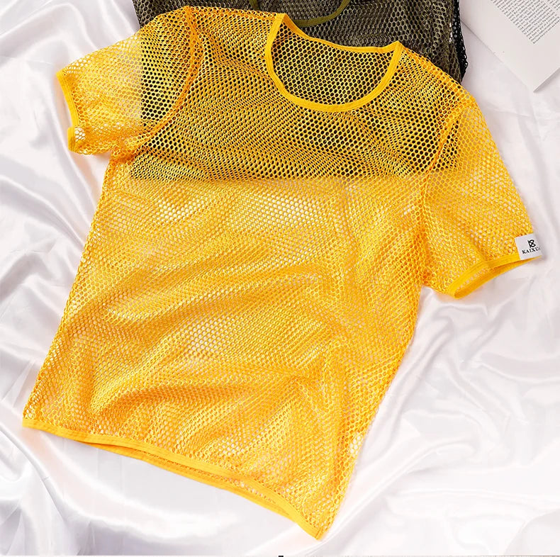Men's Hollow Out Mesh T-Shirt, Breathable, Sport, See Through, Streetwear, Lightweight, Casual Tank Top, Summer, New Arrivals
