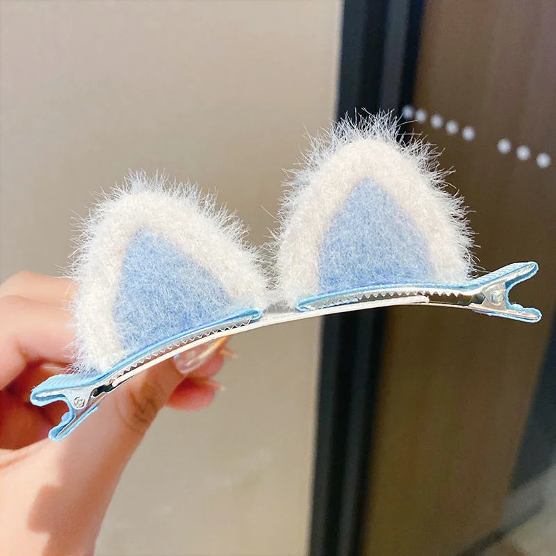 2PCS New Plush Cat Ears Hairpins Girls Hair Clips Hair Accessories Women Sweet Cute Barrettes Kids Fashion Headwear Ornaments