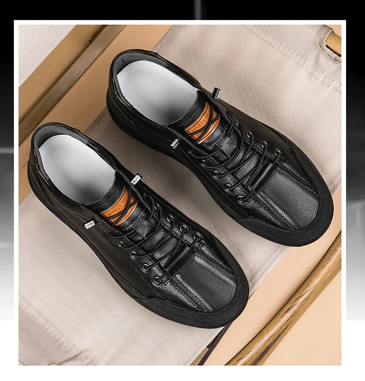 Elevator Shoes for Men Height Increasing Sneakers 6cm Inches Taller Leather Casual Shoes with Height Increase Shoes