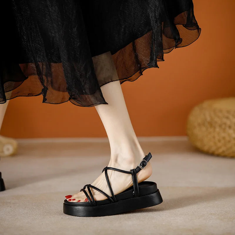 Thick Sole Sandals Women 2026 New Summer Soft Sole Elevated Casual Roman Sandals Small Womens Shoes  Sandalias Mujer  Sandal