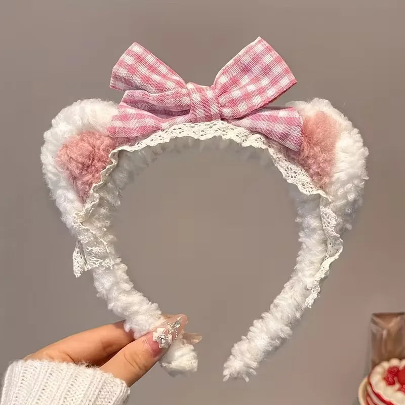 1 cute bear ear headband, soft hair accessory, Valentine's Day gift, theme party, casual outfit