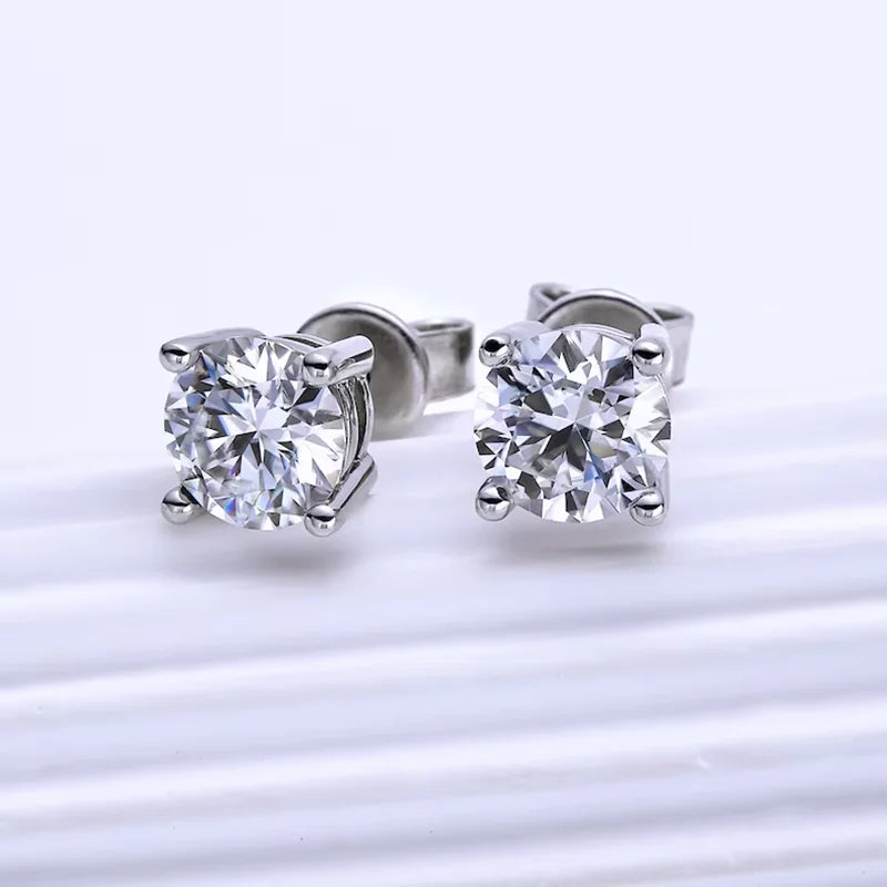 Lnngy 0.3-2CT Moissanite Stud Earrings For Women Girl 925 Certified Silver Earring Exquisite Wedding Jewelry Piercing Pendientes
