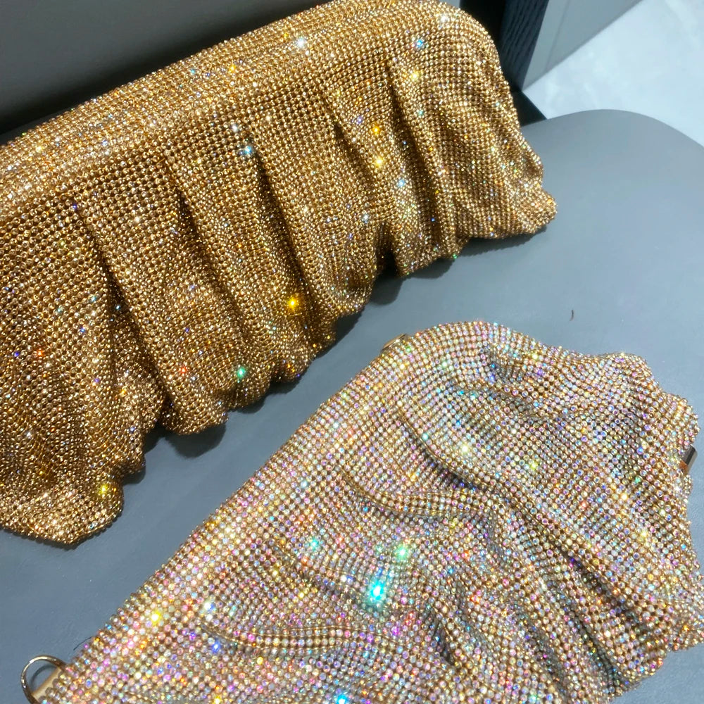Glänzende Strasssteine, handgefertigte Abend-Clutch-Taschen, neue Faltbörsen und Handtaschen, Luxus-Designer-Hochzeitsfeier, hohe Qualität