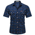 Summer Men's Plaid Shirt Short Sleeve Streetwear Pure Cotton Oversized Casual Shirts Men Clothing Hawaiian Shirt 5XL A2F5009