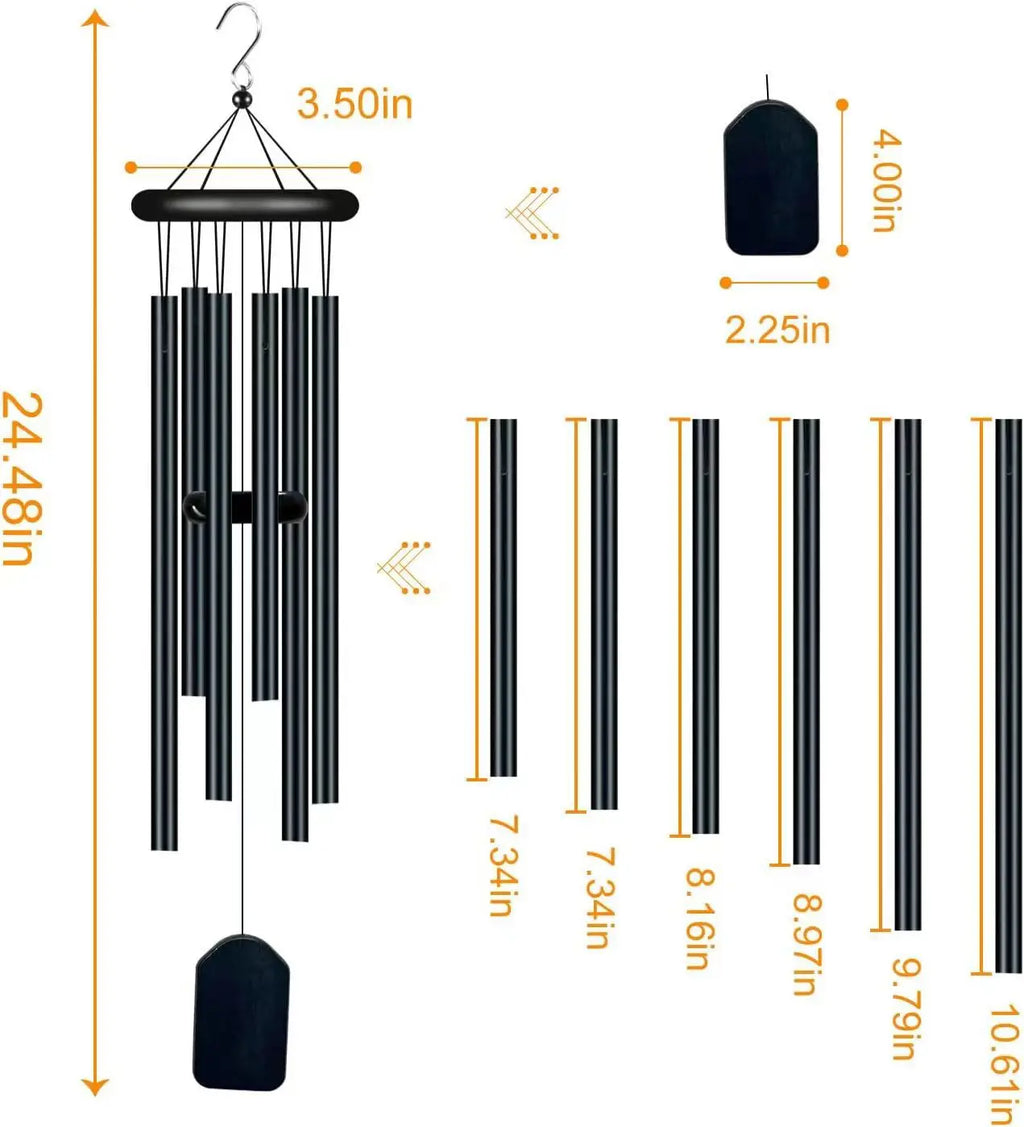 6 Tubes Wind Chimes Pendant Aluminum Metal Pipe Balcony Outdoor Yard Garden Home Decoration 62 CM