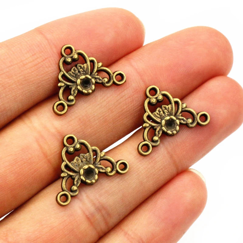 40 Stück 14x19mm Antik versilbert Bronze Blume Stil Stecker Anhänger DIY Schmuck Zubehör für Armband Halskette