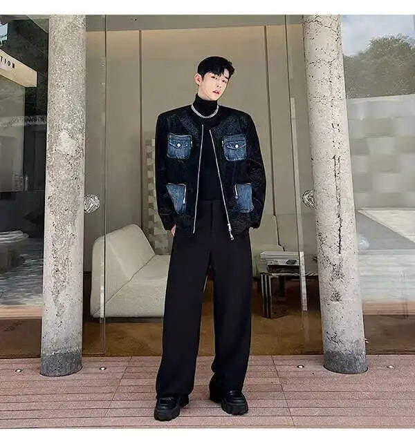 IEFB Men's Suit Pants Solid Color Niche Design Korean Style Casual Straight Elastic Waist Versatile Trousers 2023 New 9C2269