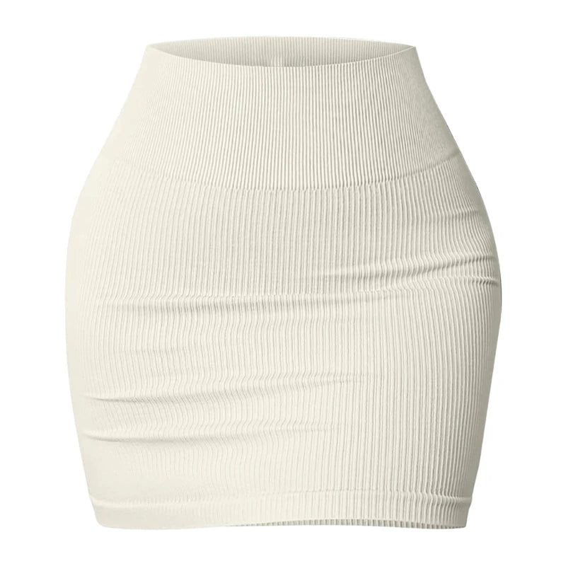 Ribbed Knit Mini Pencil Skirt for Women Above Knee Basic Short Bodycon Skirt Casual Summer Mini Short Skirt Streetwear