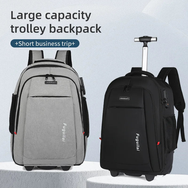 Men Trolley Backpack Rolling Luggage Travel Backpacks Trolley Bag with wheels Business Wheeled Backpack Cabin Carry on Luggage