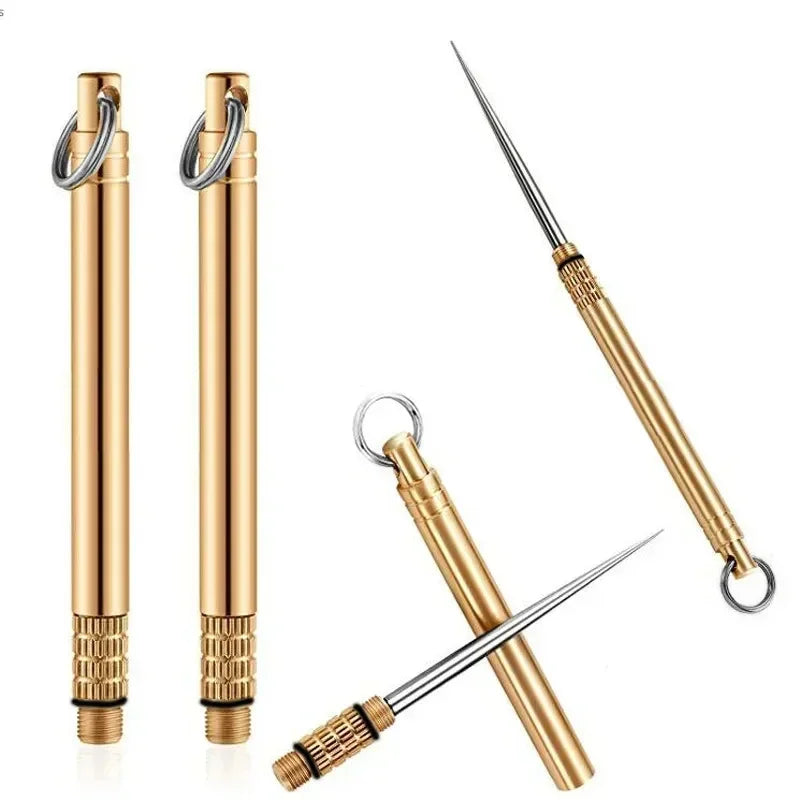 Titanium Brass Metal With Key Ring Fruit Pick Tooth Cleaning Personalized Brass Toothpick Toothpick Fruit Fork Toothpick Tube
