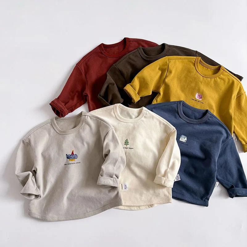 MILANCEL Neue Frühling Kinder Dünne Stil T-shirt 1-5T Kinder Cartoon Tier Unterhemden Mädchen Oberteile