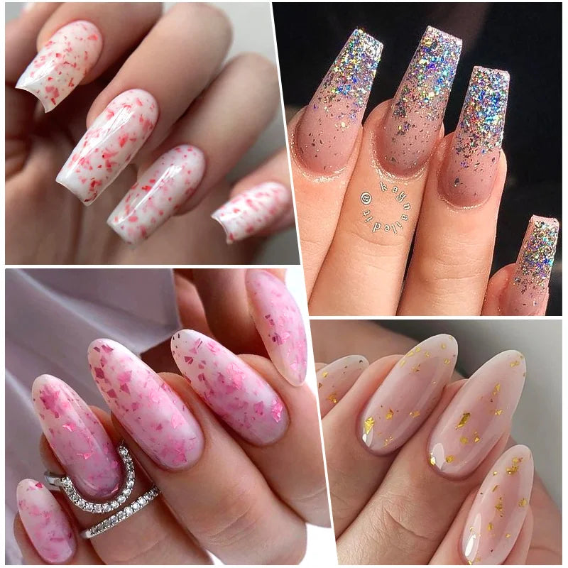Mtssii 7ML Pink Glitter Quick Extension Gel Nagellack Rosa Goldfolien-Effekt Vernis Semi Permanent UV Gel Nagellack Hard Gel