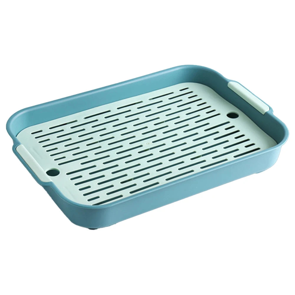 Tray Rabbit Litter Tray Smooth Corner Detachable Design Heightened Grid Design White Blue For Pet’s Training For Pet’s Training