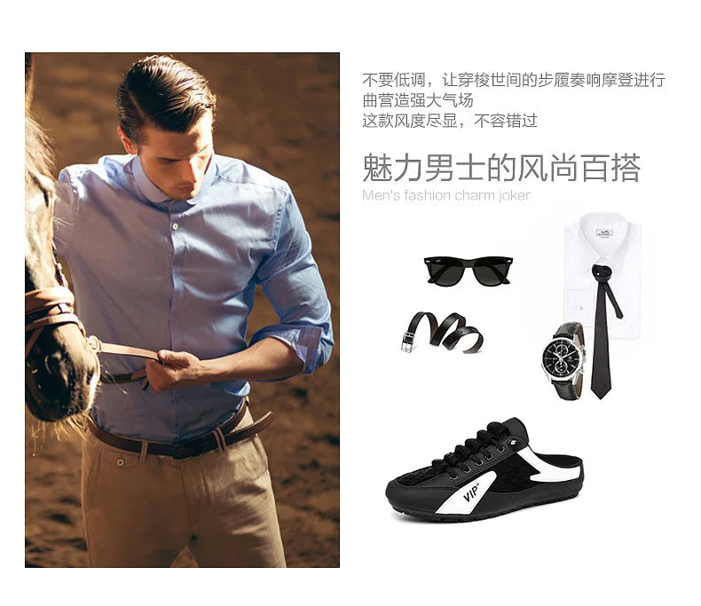 Trendy Half Slippers Flat Casual Shoes for Men Classic Summer Slippers Man's Flats Concise Men's Sneakers Slip-on Male Slippers