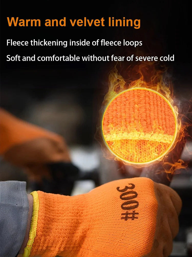 Winter Latex Work Gloves Men, Fleece Lined Rubber Coated Non-Slip, Waterproof Wear-resistant Safety Thermal  Gloves Construction