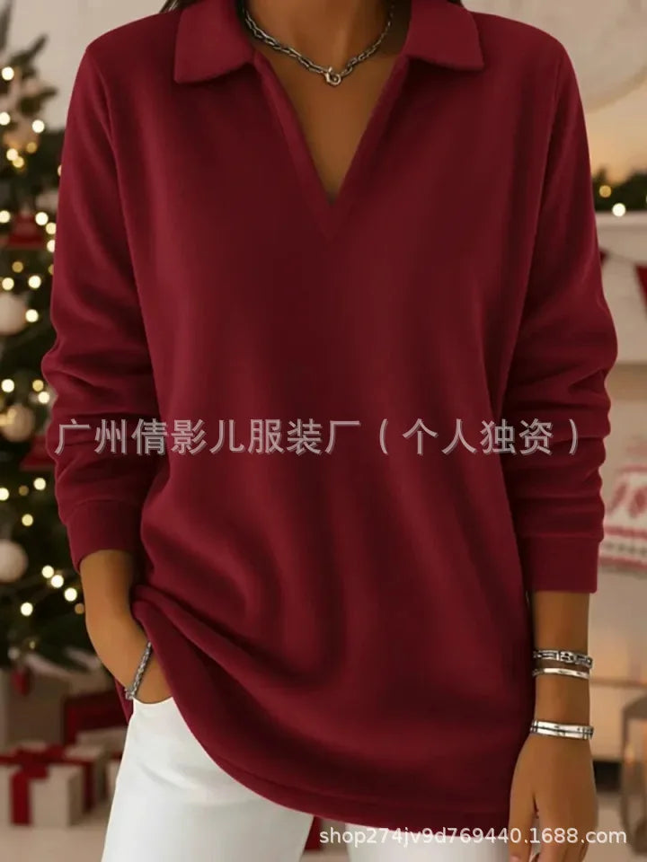 Solid Color Casual Loose T-shirts For Woman 2025 Autumn Vintage Women's Oversized T-shirt Long Sleeve Tees Fashion Female Tops