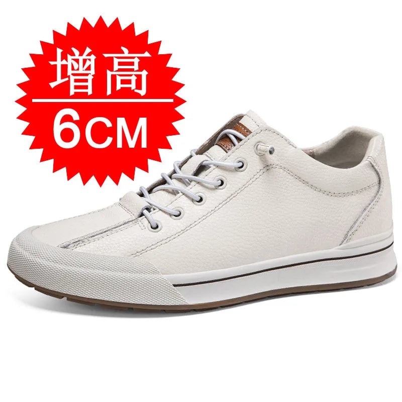 Elevator Shoes for Men Height Increasing Sneakers 6cm Inches Taller Leather Casual Shoes with Height Increase Shoes