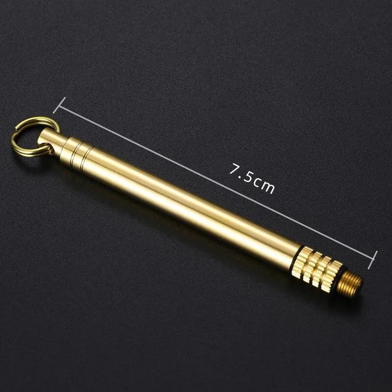 Titanium Brass Metal With Key Ring Fruit Pick Tooth Cleaning Personalized Brass Toothpick Toothpick Fruit Fork Toothpick Tube