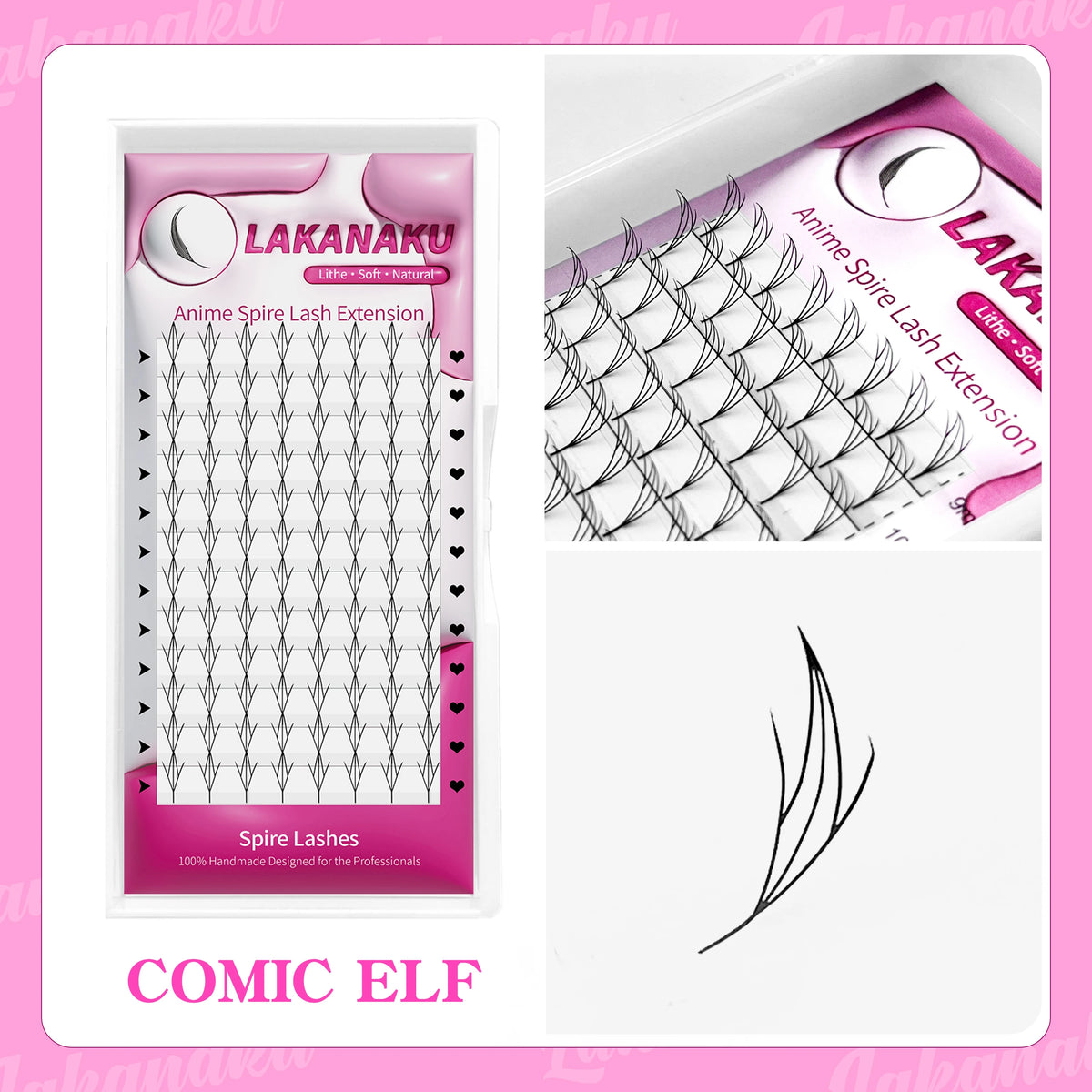 LAKANAKU Spire Lashes Feather Individual Eyelash Extensions B/C/CC/D Cashmere Volume Premade Spikes Eyelashes