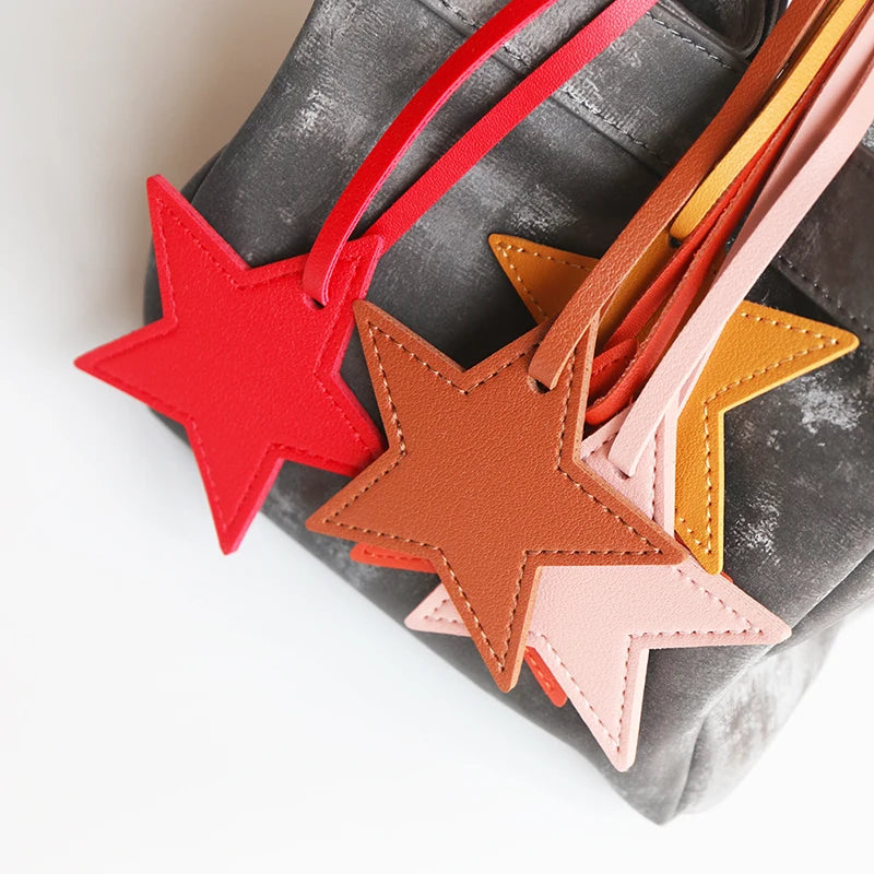Custom Name Handbag Pendant Cute Star PU Leather Fashion Accessories Wholesale Engrave Initials Travel Luggage Tag Creative Gift