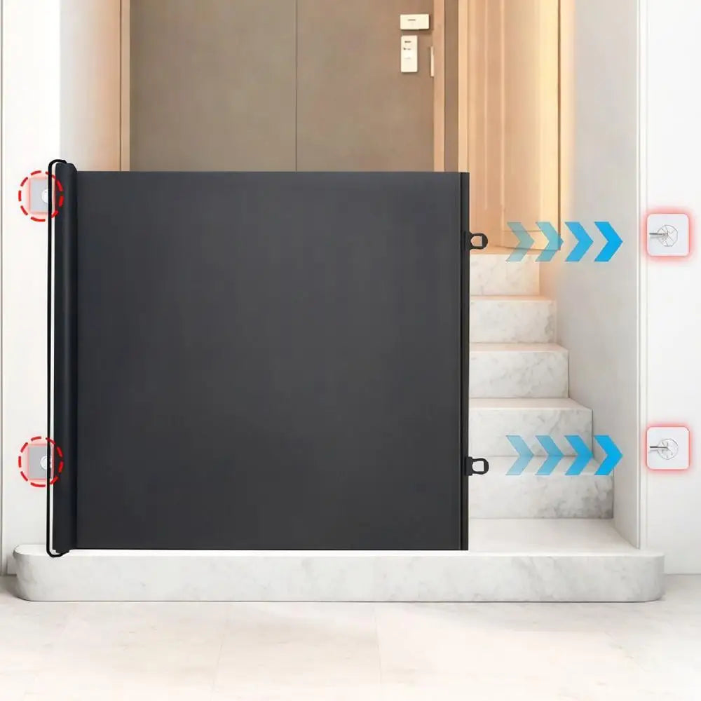 Barrera de seguridad retráctil de malla para mascotas, sin taladros, extensible, para protección infantil, barrera protectora de malla para mascotas, pantalla para balcones y pasillos